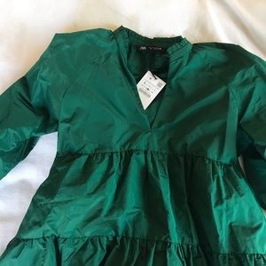 Zara Tiered Green Babydoll Dress NWT Reposh